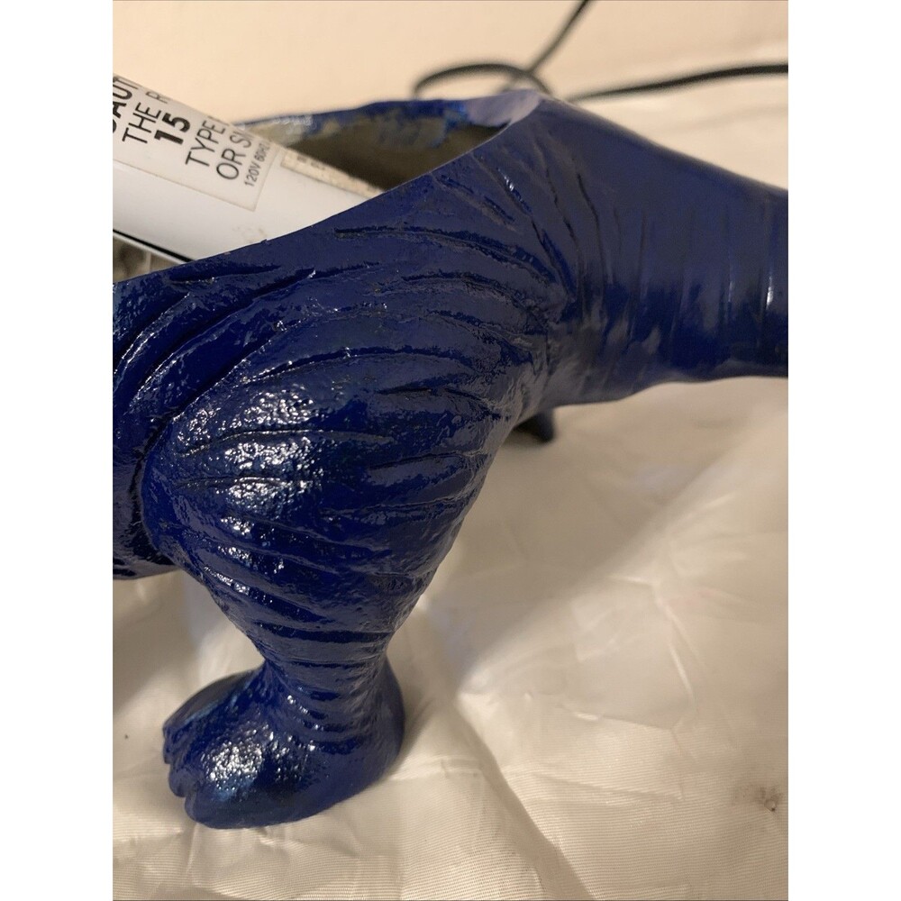 Vintage Blue Dinosaur Lamp Glass Shell Cast Metal Nightlight READ - Picture 14 of 16
